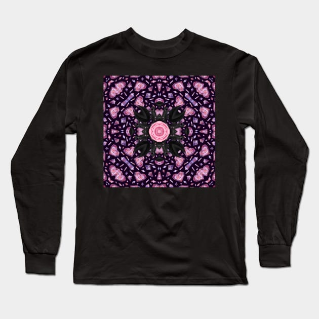 Crystal Hearts and Flowers Valentines Kaleidoscope pattern (Seamless) 14 Long Sleeve T-Shirt by Swabcraft